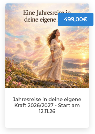 Jahresreise in deine eigene Kraft 2026/27, eine Frau mit leuchtendem Herzen erhebt sich und wendet sich lächelnd einer lichtvollen Zukuft zu